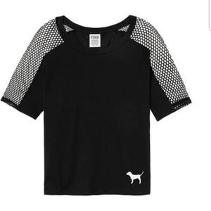 Pink Victoria's Secret Cropped Mesh Tee